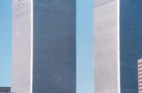 Falling metal debris from the second tower of the World Trade Center on 9/11 Stock Photos