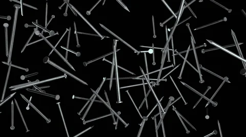 Falling metal nails slow motion Video stock 45053355