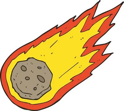 Falling meteor fireball, very minimal simple vector cartoon illustration 库存插图