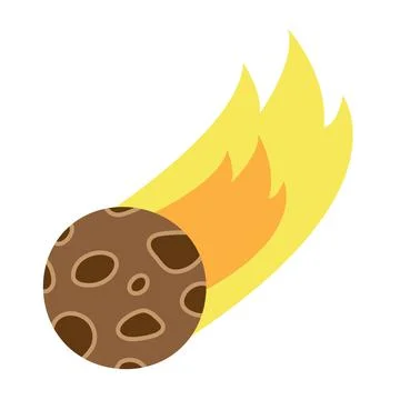 Falling meteor or meteorite with fire tail. Space comet stone. Vector illustrati Stock Illustration