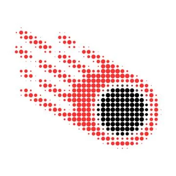 Falling Meteorite Halftone Dotted Icon Stock Illustration