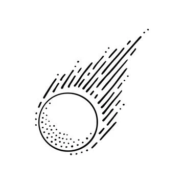 Falling meteorite line art. Comet tail. Heavenly body. shooting star. Cosmic  Stock Illustration