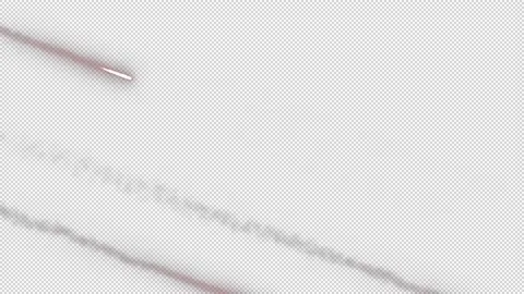 Falling meteorites from left to right, alpha channel (transparency), VFX element Stock Footage 204072940