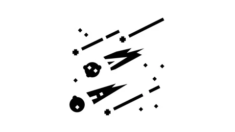 Falling meteors glyph icon animation Stock Footage 157269704