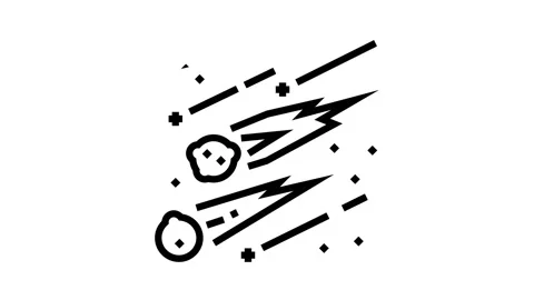 Falling meteors line icon animation Stock Footage 157268362