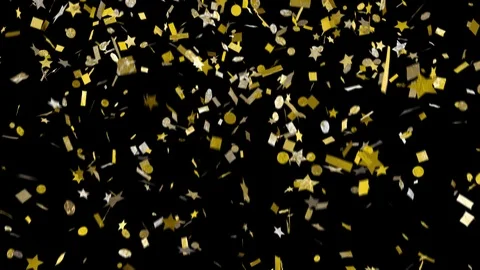 Falling mixed confetti with alpha Stock Footage 86953966