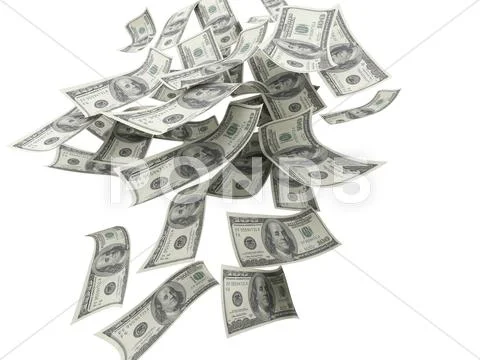 Falling money $100 bills Stock Illustration