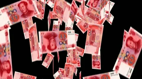 Falling money 1000 Yen notes with alpha mask Stock Footage 12400511