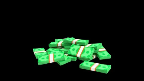Falling Money Bundles 3D Animation on Black Background Loop 库存影片 320388366