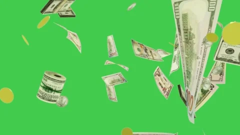 Falling Money Dollar Green Screen Widescreen Overlay Stock-Footage 344765751