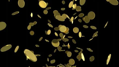 Falling money. Gold falling coins. Coins rain. Stock-Illustration