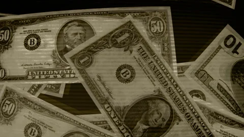 Falling money looping retro feedback style animated background Stock Footage 298354372