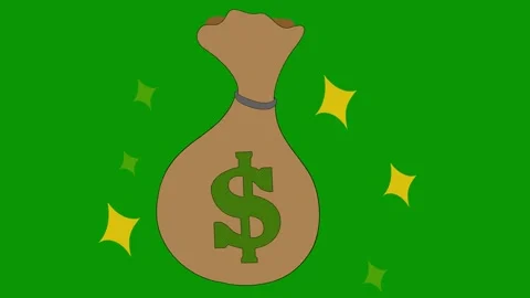 Falling money sack with dollar sign and sparkling stars animation Stock Footage 339828828