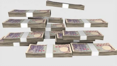 Falling Money Stack - New Japanese 5000 Yen Notes 스톡 동영상 248535123