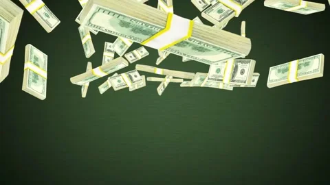 Falling Money Stacks US Dollar 3D Animation, Wealth, and Income 库存影片 320384418