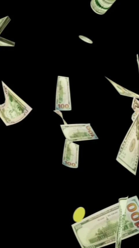 Falling Money Vertical Dark Background Overlay Stock-Footage 344765804