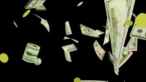 Falling Money Widescreen Dark Background Overlay Stock-Footage 344765798