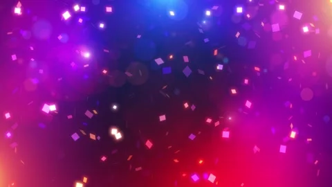 Falling multi-colored confetti particles and beautiful glowing bokeh Stock Footage 277848703