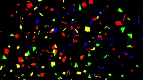 Falling Multicolor Metallic Glitter Confetti on Black for CGI 4K Matte Video stock 343436544