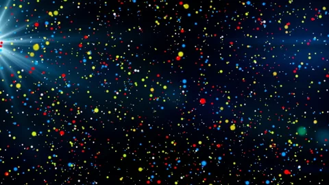 Falling multicolored balls on a black background, festive animation Stock Footage 166070514