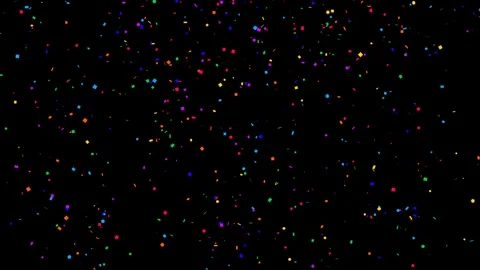 Falling multicolored confetti and particles on black background. Stock Footage 336274840