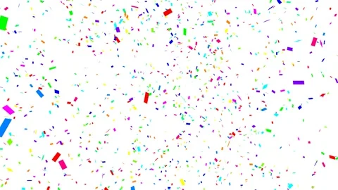 Falling multicolored confetti on a white background Stock Footage 335984829
