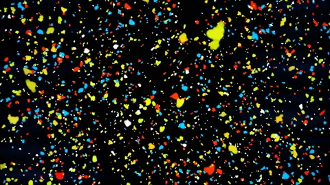 Falling multicolored snow on a black background, festive animation Stock Footage 166264000