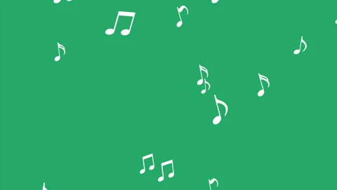 Falling music notes isolated on green background. Motion graphics loop. Stock Footage 250194851