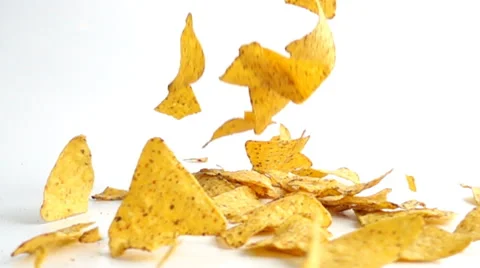 Falling Nachos in slow motion. Stock Footage 63214659