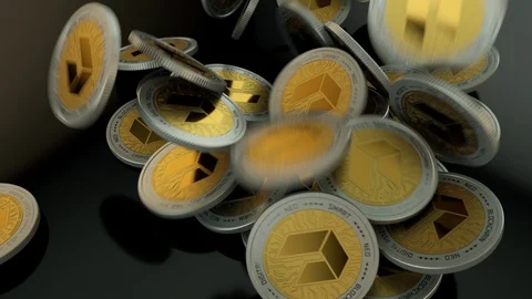 Falling NEO crypto currency coins Stock Footage 88945899