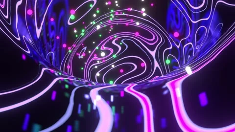 Falling neon balls into the funnel 4K Stock Footage 153385047