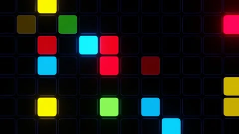 Falling neon cubes on the disco panel. VJ Loop Animation Stock Footage 162733843