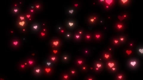 Falling Up Neon Light Hearts  Stock Footage 269048545
