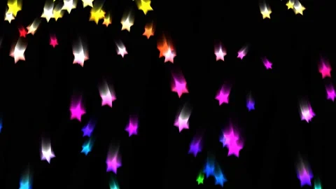 Falling neon multicolored glowing stars on a black background Stock Footage 336947105