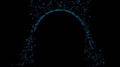 Falling neon particles bouncing off an invisible obstacle, imitation of rain or  Vídeo Stock 254882974