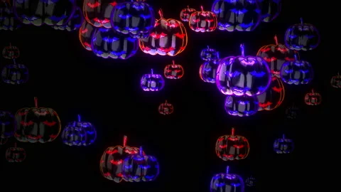 Falling neon pumpkins Vidéo 140679063