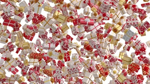 Falling New Year Gifts, Endless Loop on White Background Video stock 222089065