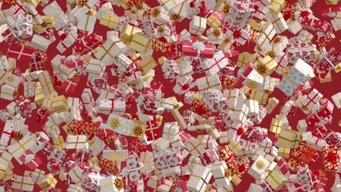 Falling New Year Gifts, Endless Loop on Red Background Video stock 222089322