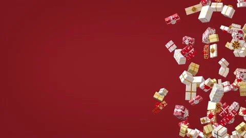 Falling New Year Gifts, Endless Loop on Red Background Video stock 222641273