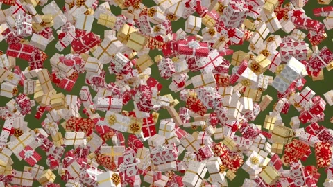 Falling New Year Gifts, Endless Loop on Green Background Video stock 222641989
