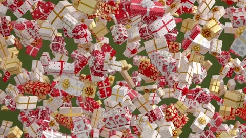Falling New Year Gifts, Endless Loop on Green Background Stock Footage 226400674