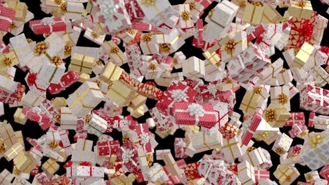 Falling New Year Gifts, Endless Loop on Green Screen Stock Footage 240309832
