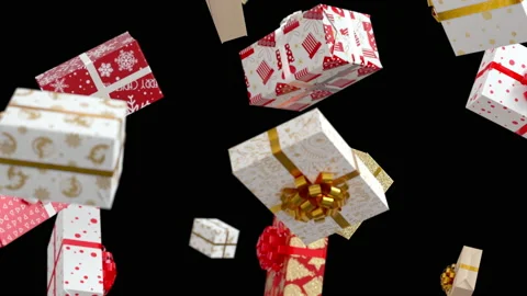 Falling New Year Presents on Green Screen Stock Footage 170886284