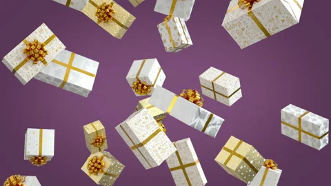 Falling New Year Presents on Purple Background Vídeo Stock 172137035