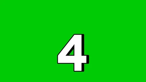 Falling Number 4 four Animation on Green Screen Background.Video elements Stock Footage 309764792