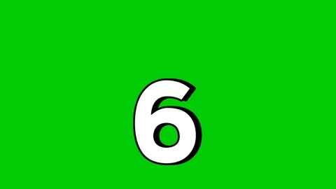 Falling Number 6 six Animation on Green Screen Background.Video elements Effect Stock Footage 309764757