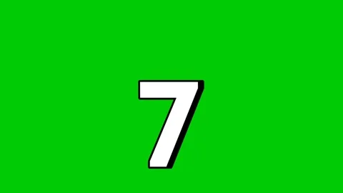 Falling Number 7 seven Animation on Green Screen Background.Video elements Stock Footage 309764571