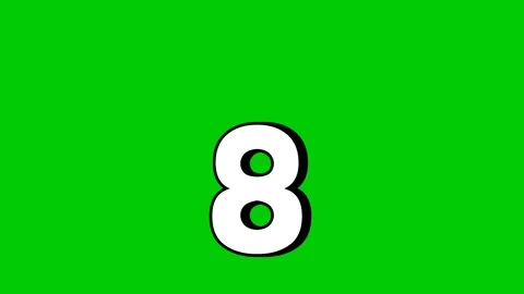 Falling Number 8 eight Animation on Green Screen Background.Video elements Stock Footage 310032056