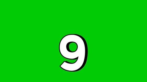 Falling Number 9 nine Animation on Green Screen Background.Video elements Stock Footage 309764574
