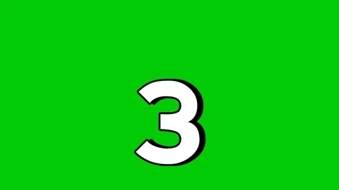 Falling Numbers 3 three Animation on Green Screen Background.Video elements Stock Footage 309764666